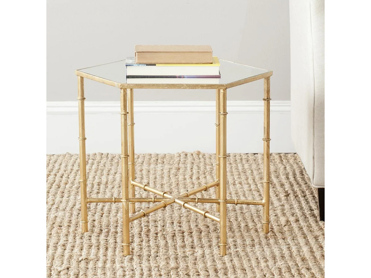 Table d'appoint Or et miroir 44 X 51 X 43.18 cm - Bea
