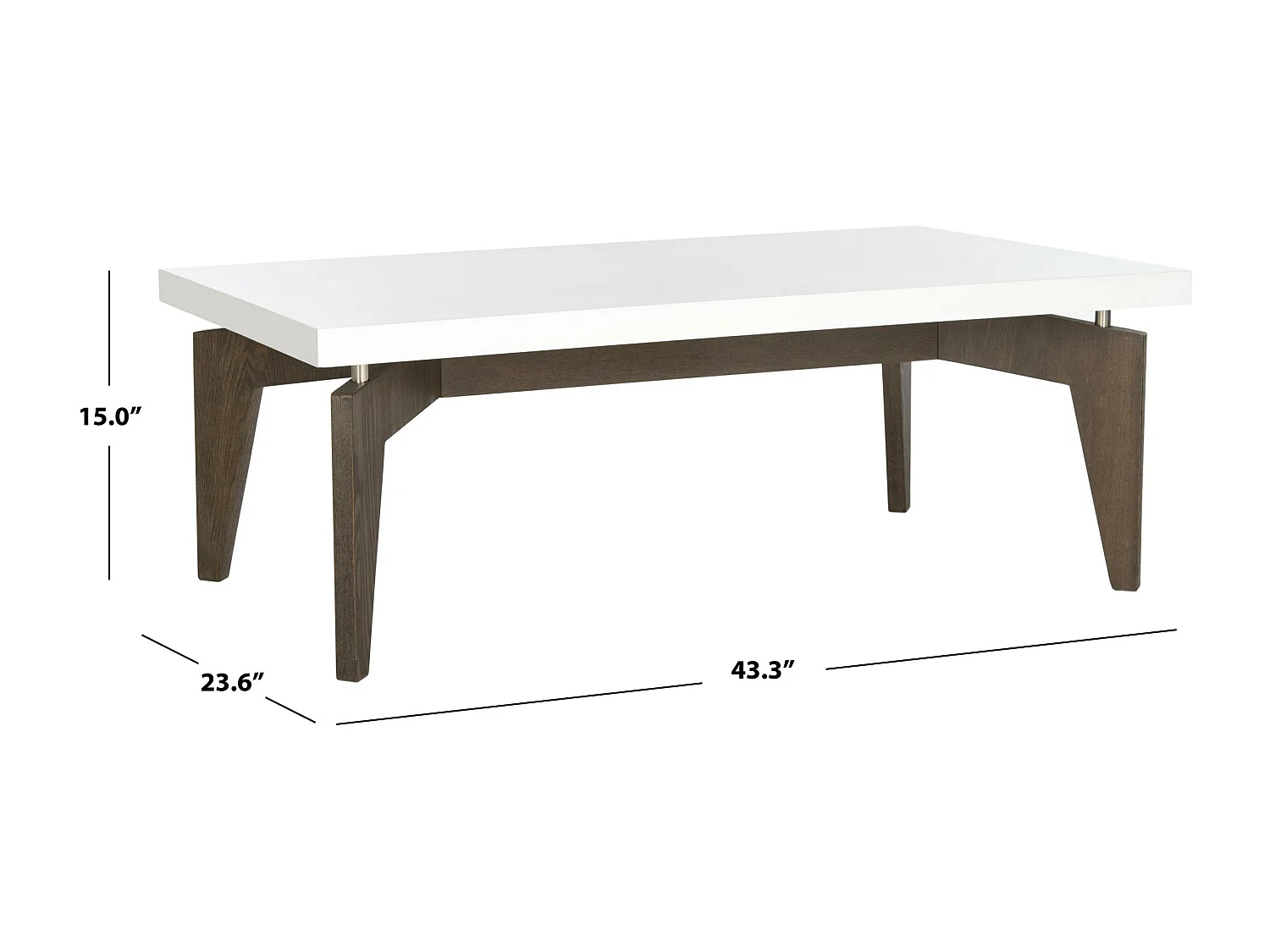 Table d'appoint Blanc & brun foncé 60 X 110 X 38.1 cm - Vergie