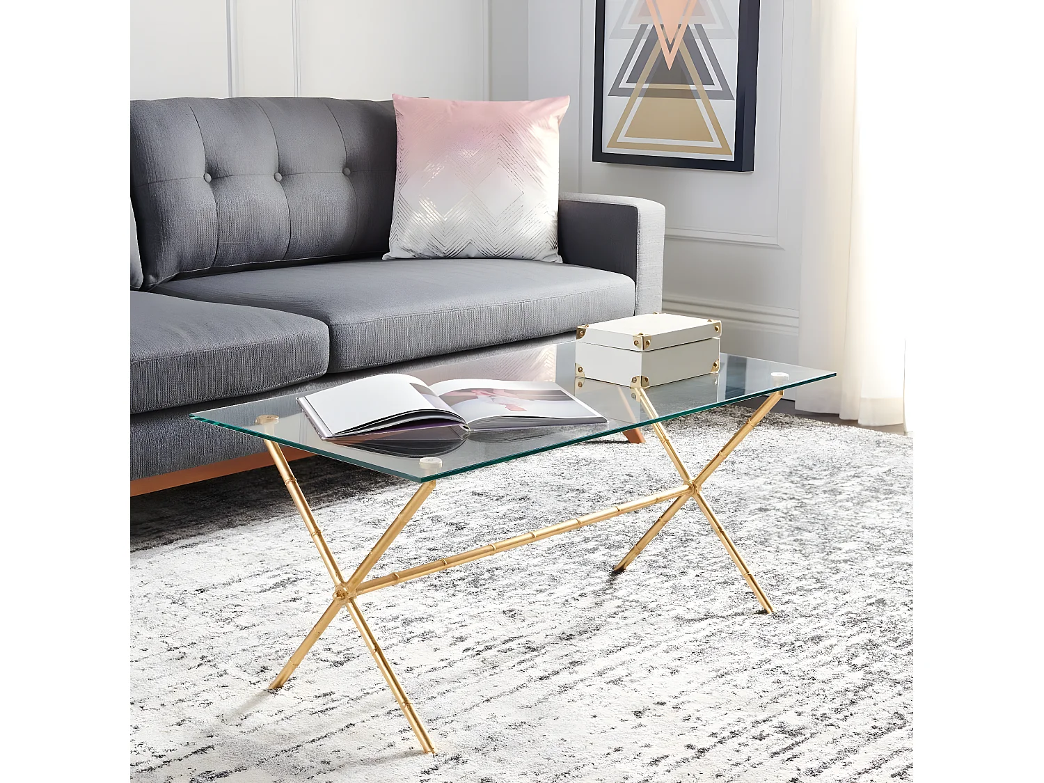 Table d'appoint Or et transparent 53 X 95 X 43.18 cm - Felicie