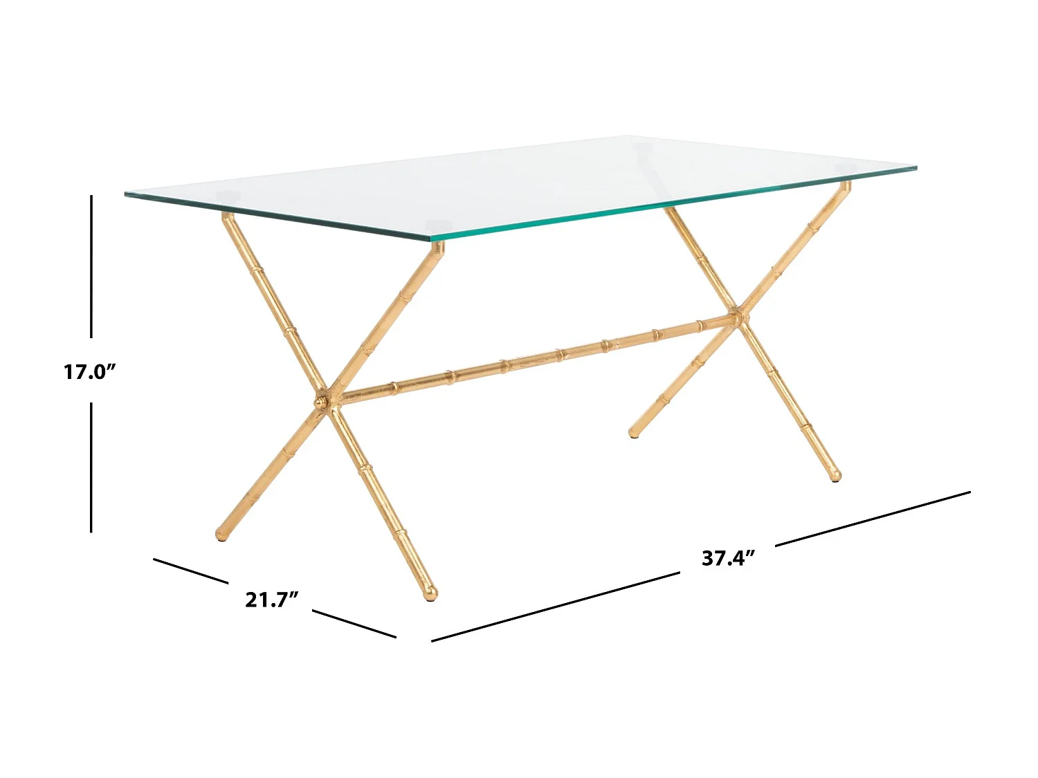 Table d'appoint Or et transparent 53 X 95 X 43.18 cm - Felicie