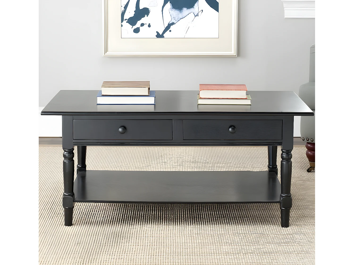 Table d'appoint Distressed & Black 55 X 106 X 46.99 cm - Marybelle