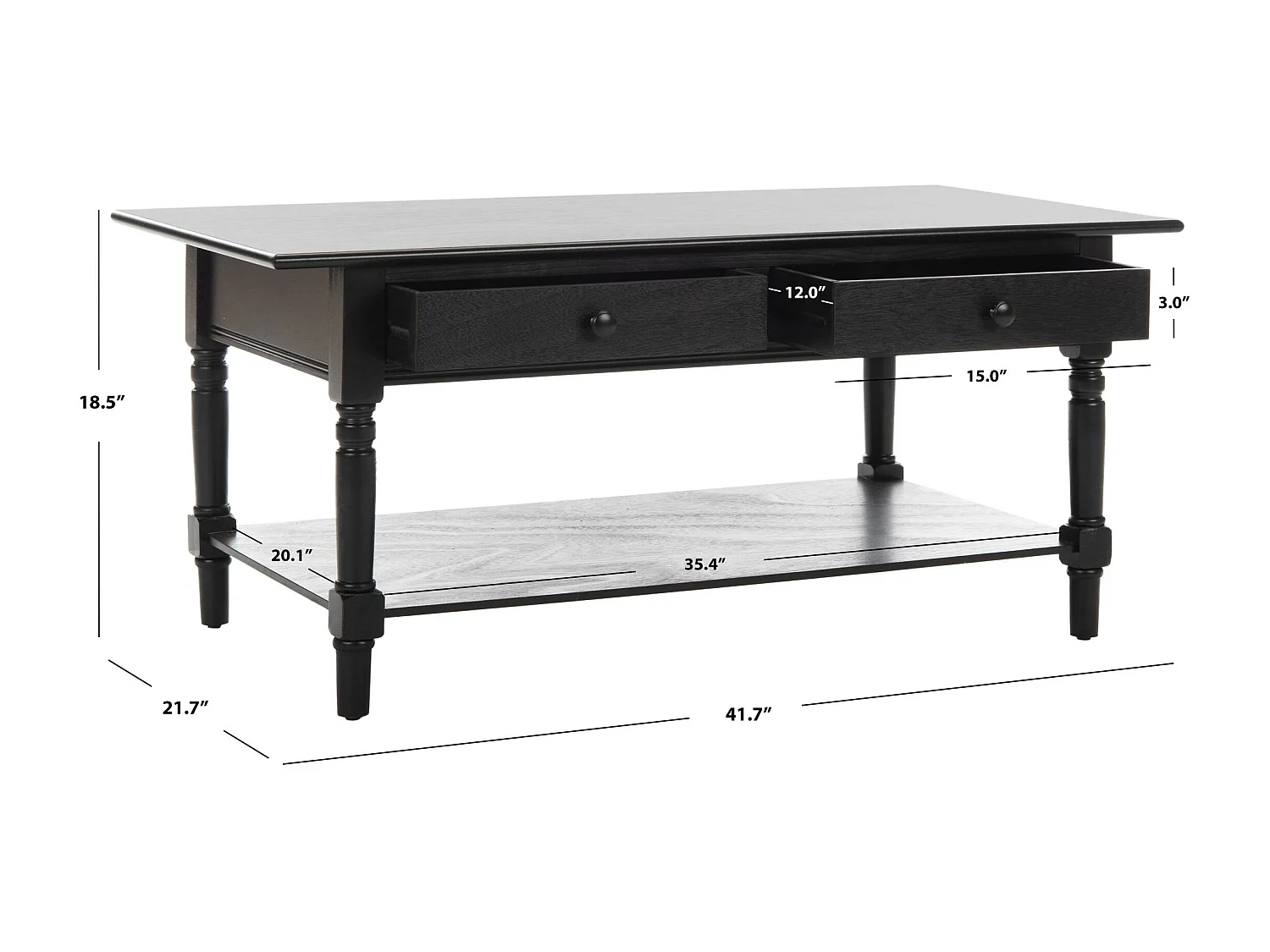 Table d'appoint Distressed & Black 55 X 106 X 46.99 cm - Marybelle