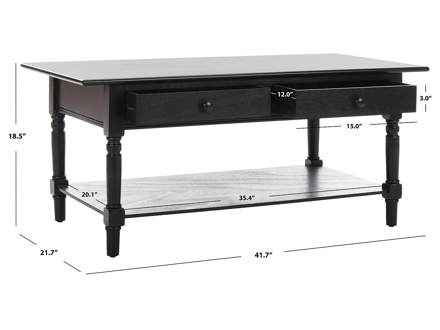 Table d'appoint Distressed & Black 55 X 106 X 46.99 cm - Marybelle