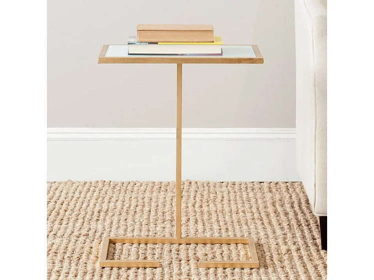 Table d'appoint Or et blanc 26 X 41 X 53.34 cm - Frederica