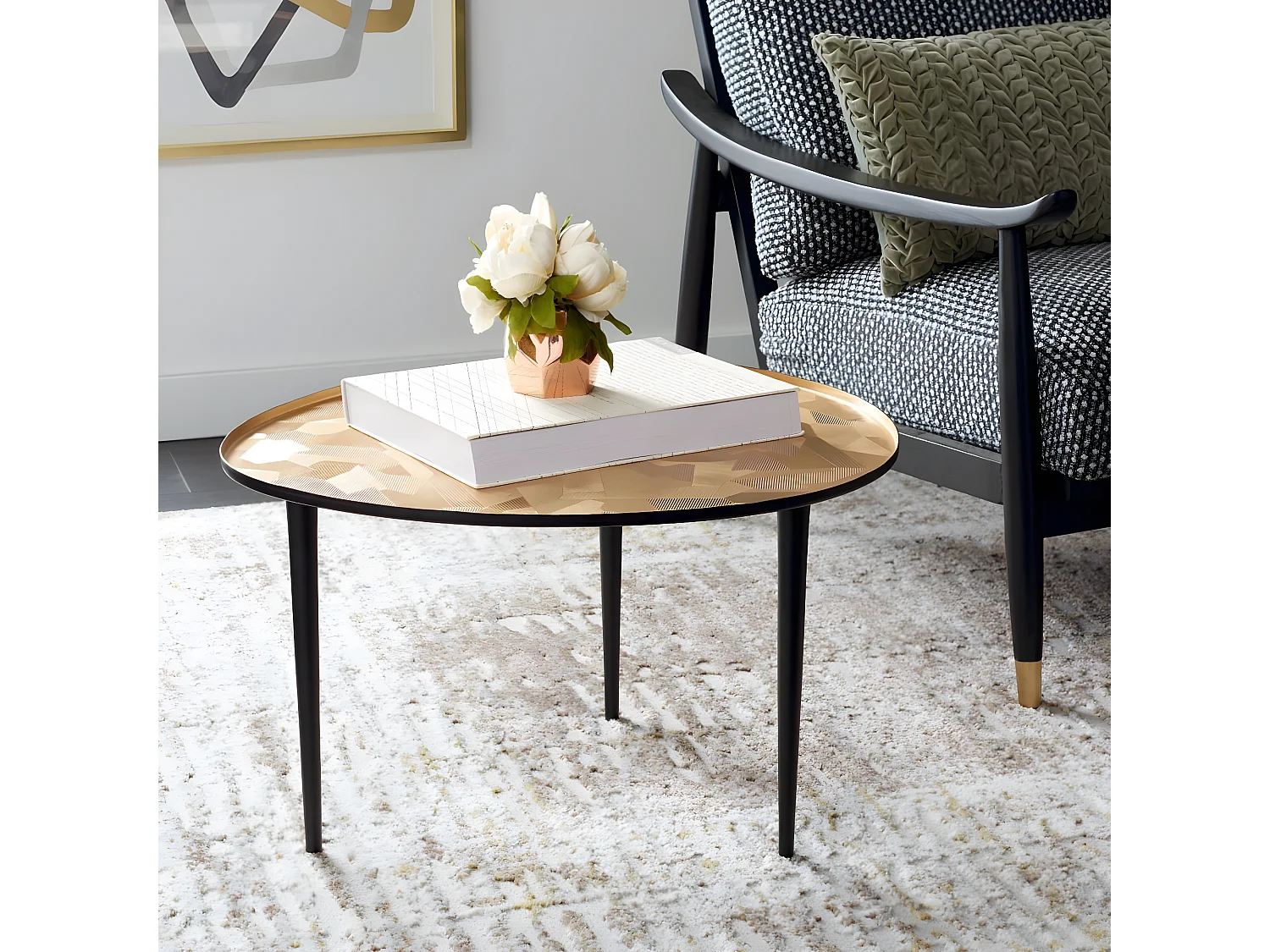 Table d'appoint Taupe et noir 57 X 62 X 40.64 cm - Betha