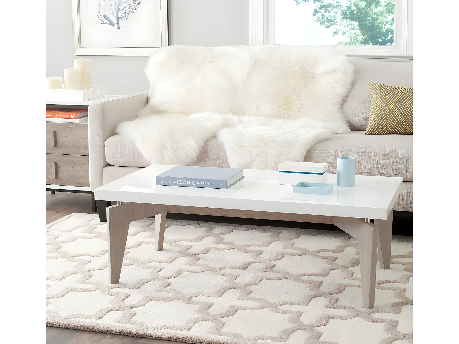 Table d'appoint Blanc & Gris 109 X 59 X 38.1 cm - Vergie