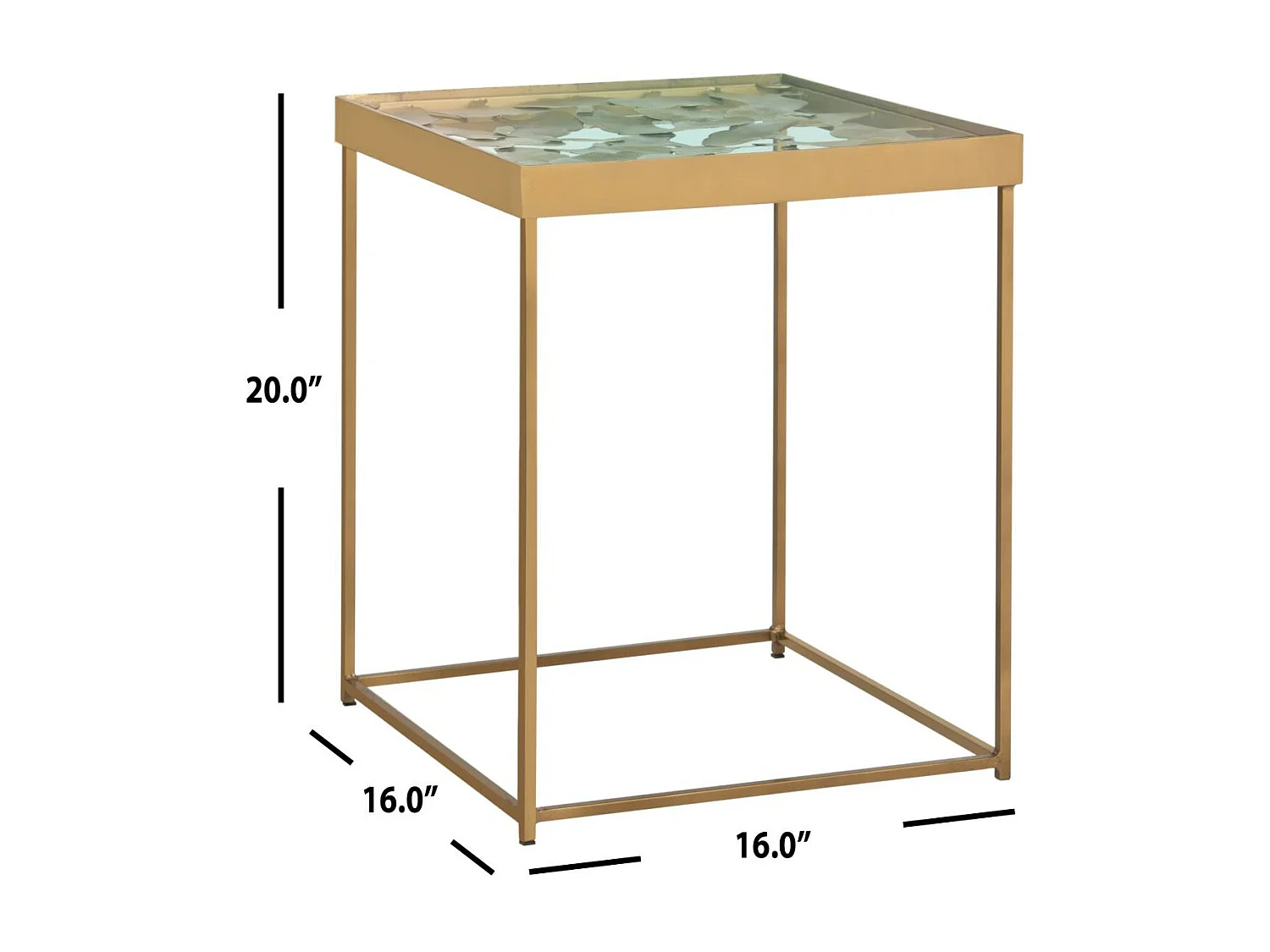 Table d'appoint Laiton antique 41 X 41 X 50.8 cm - Norine
