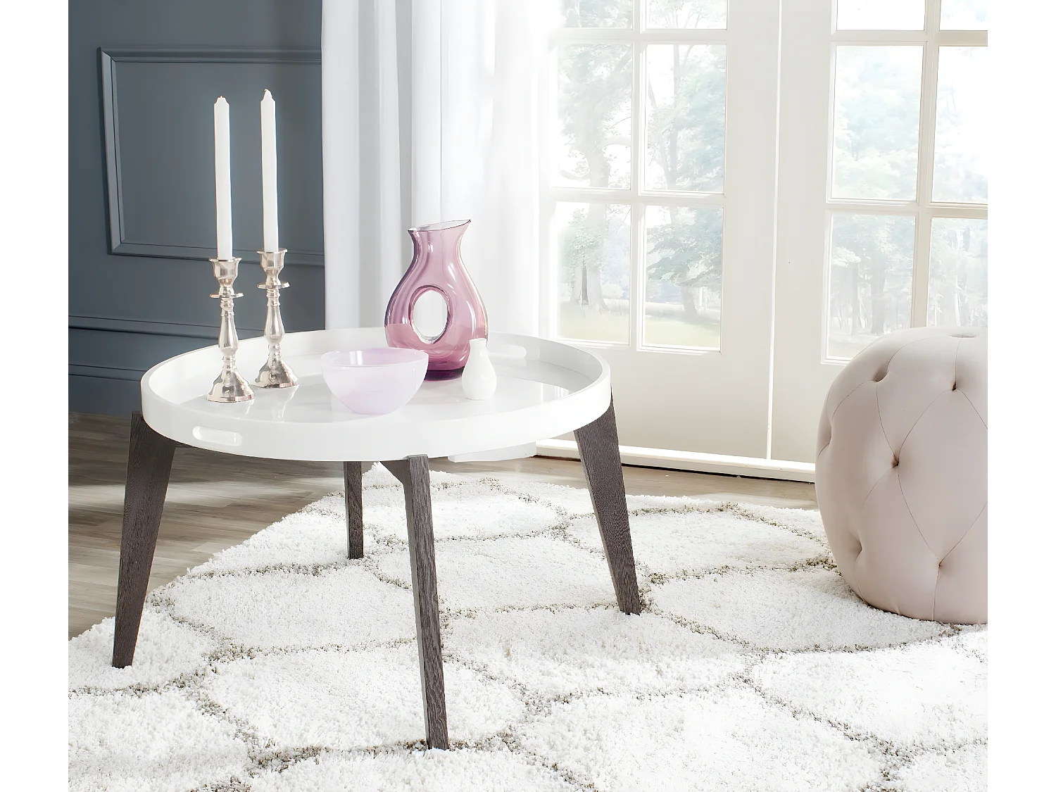 Table d'appoint Blanc & Marron foncé 71 X 71 X 45.72 cm - Leonor