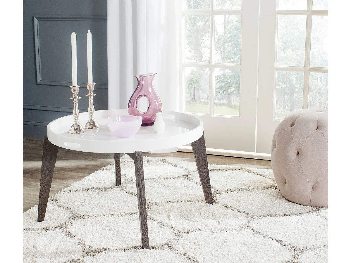 Table d'appoint Blanc & Marron foncé 71 X 71 X 45.72 cm - Leonor