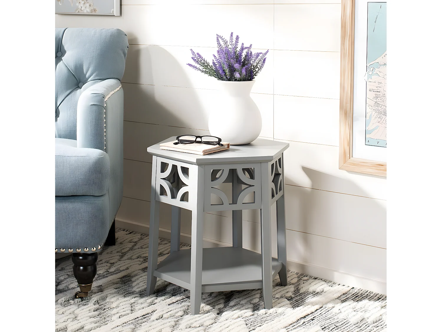 Table d'appoint Gris bleu perle 46 X 46 X 45.97 cm - Manilla