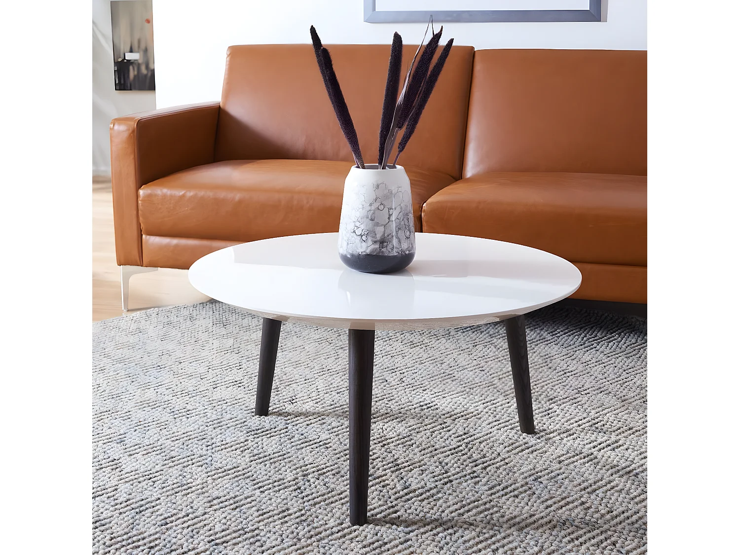 Table d'appoint Blanc & Marron foncé 80 X 80 X 39.87 cm - Lalla