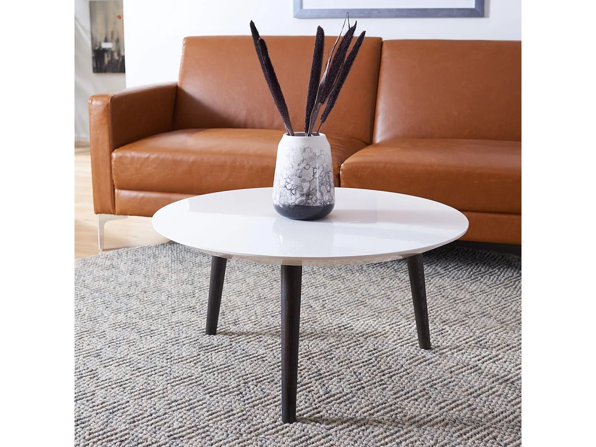 Table d'appoint Blanc & Marron foncé 80 X 80 X 39.87 cm - Lalla