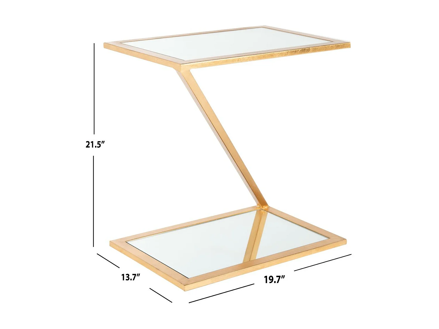 Table d'appoint Or et miroir 35 X 50 X 54.61 cm - Caro