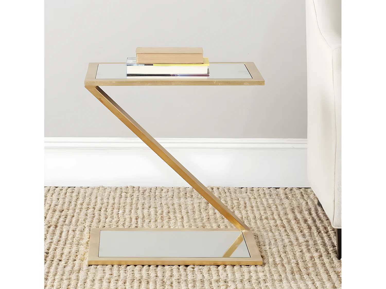 Table d'appoint Or et miroir 35 X 50 X 54.61 cm - Caro