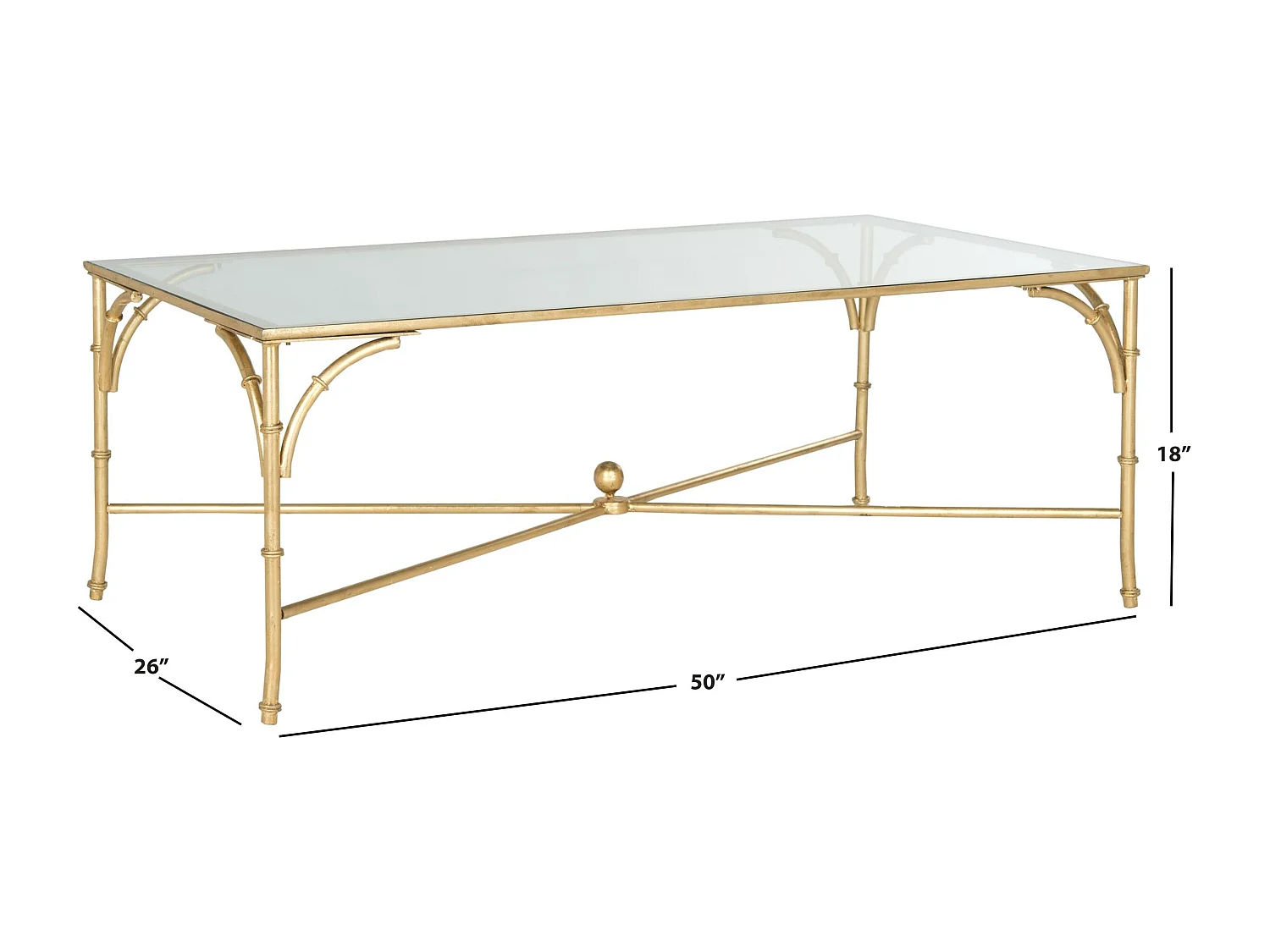 Table d'appoint Or et transparent 66 X 127 X 45.72 cm - Zettie