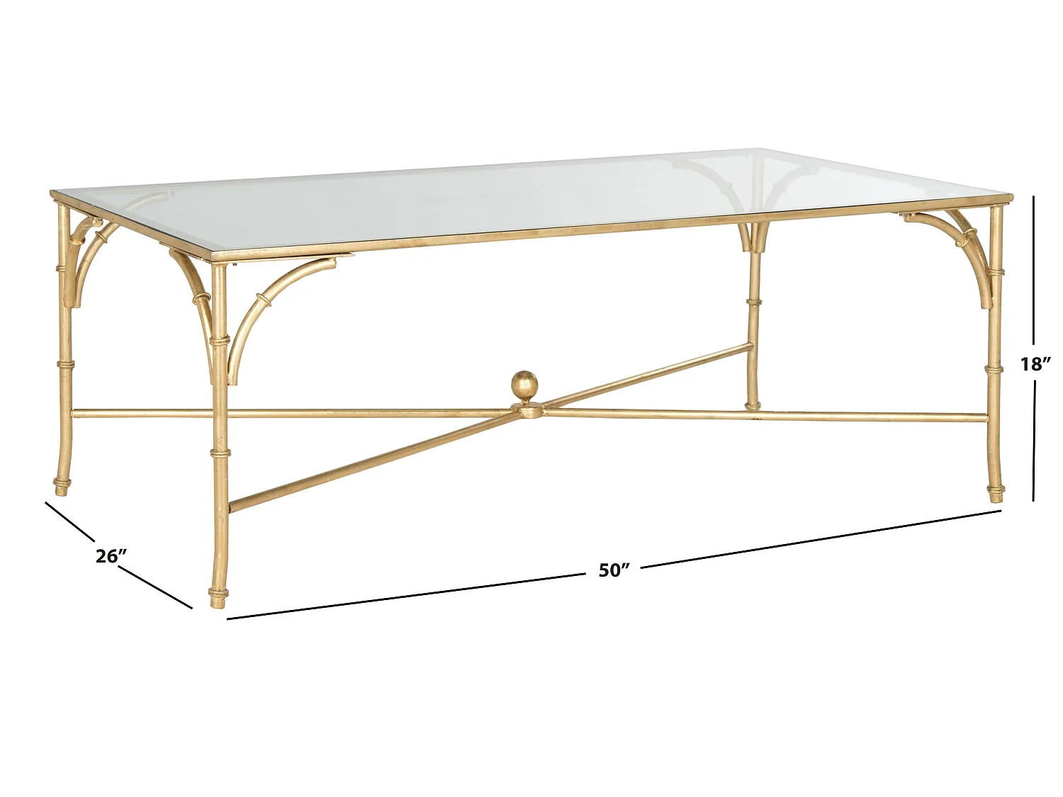 Table d'appoint Or et transparent 66 X 127 X 45.72 cm - Zettie
