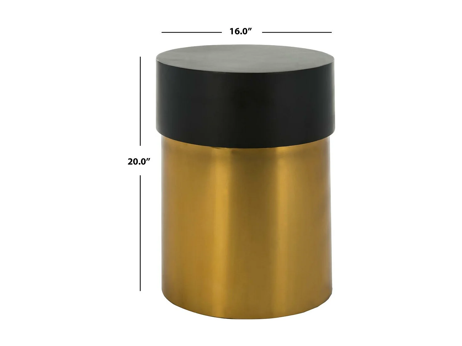 Table d'appoint Noir et or 40 X 40 X 50.8 cm - Delcie