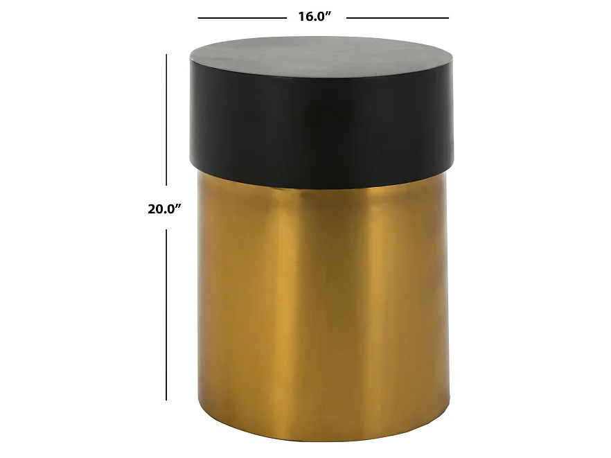 Table d'appoint Noir et or 40 X 40 X 50.8 cm - Delcie