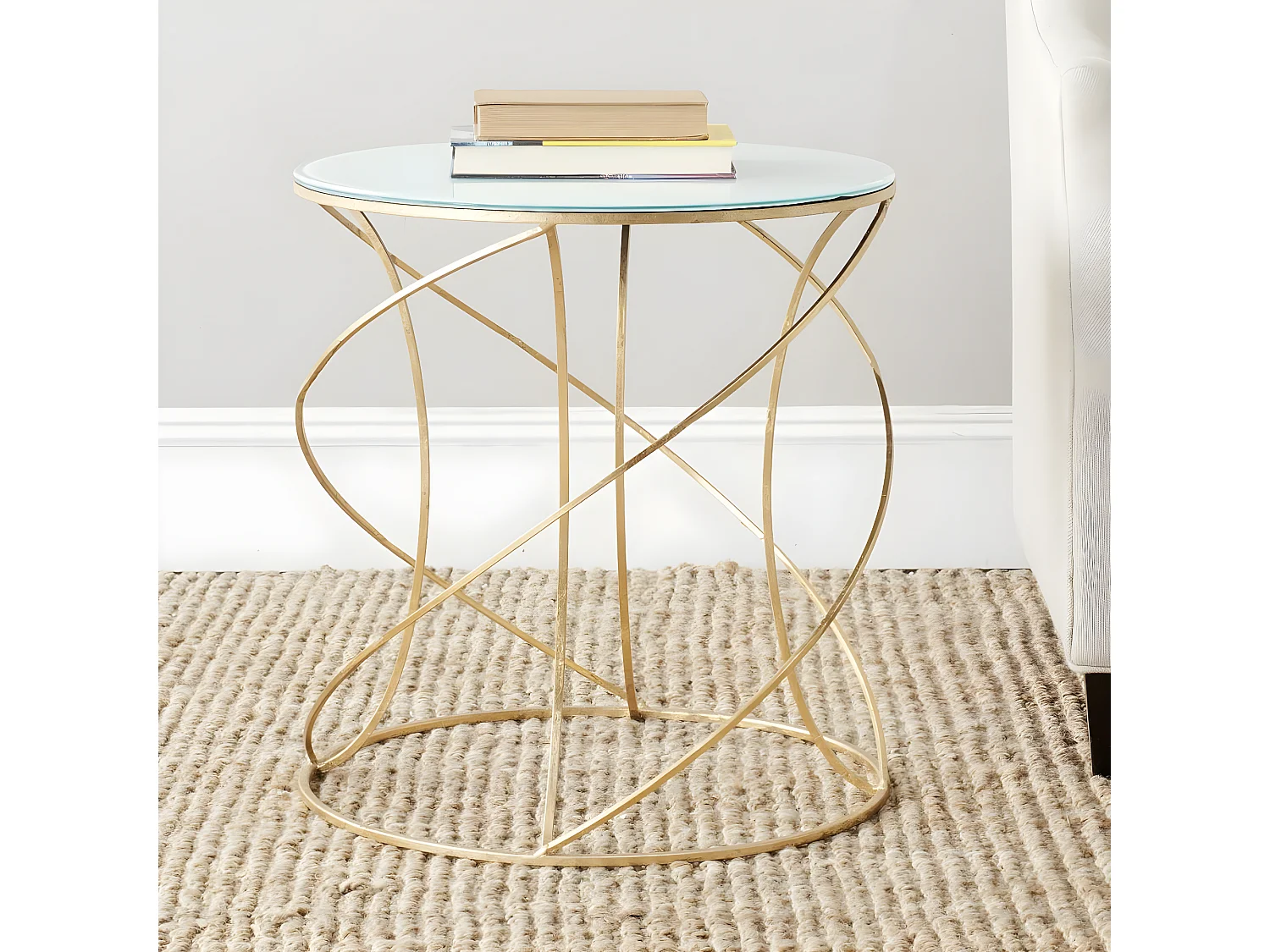 Table d'appoint Or et blanc 51 X 51 X 53.84 cm - Lovey