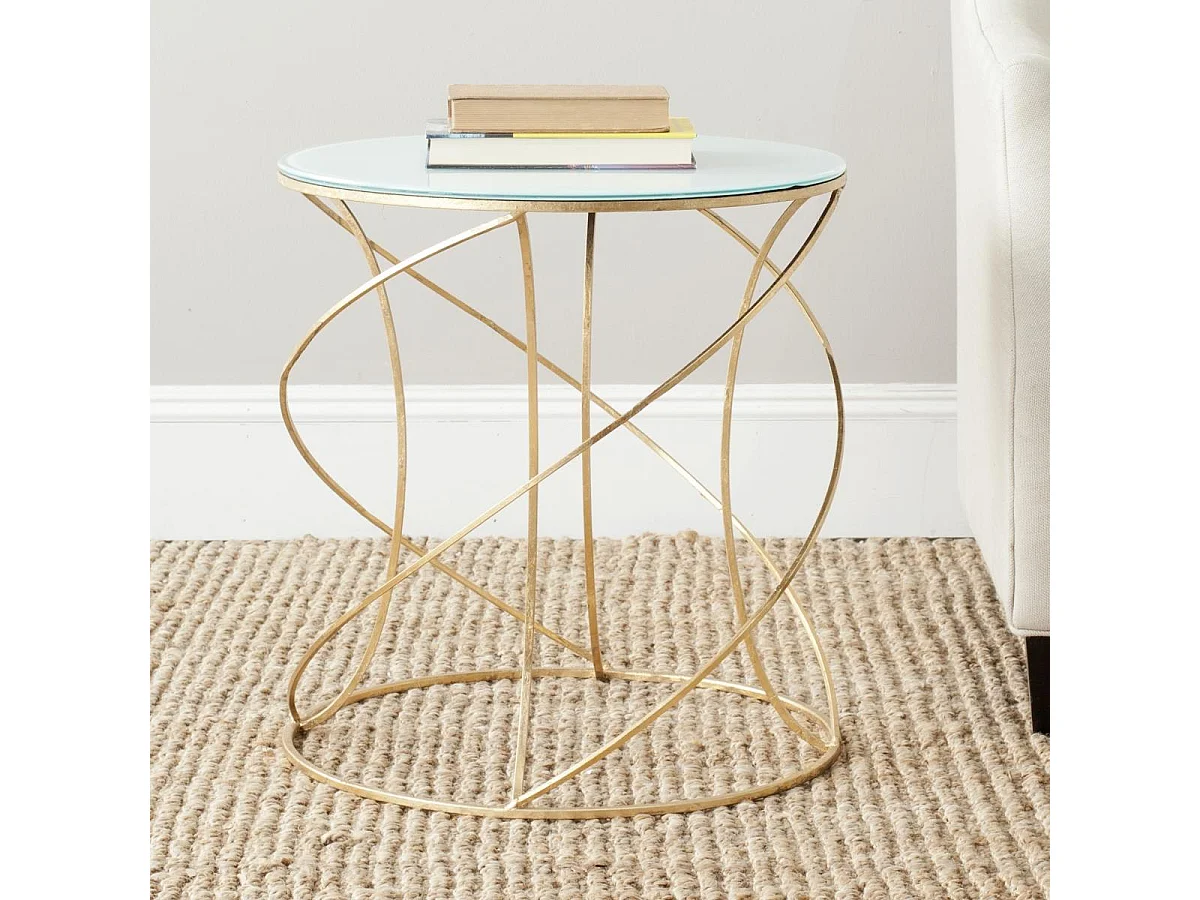 Table d'appoint Or et blanc 51 X 51 X 53.84 cm - Lovey