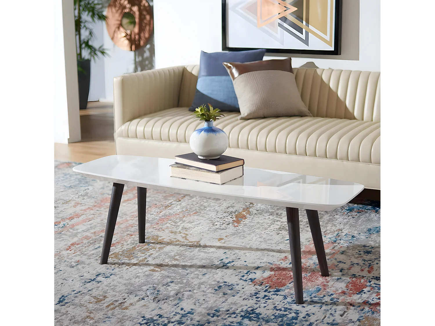 Table d'appoint Blanc & brun foncé 40 X 120 X 39.87 cm - Ilma