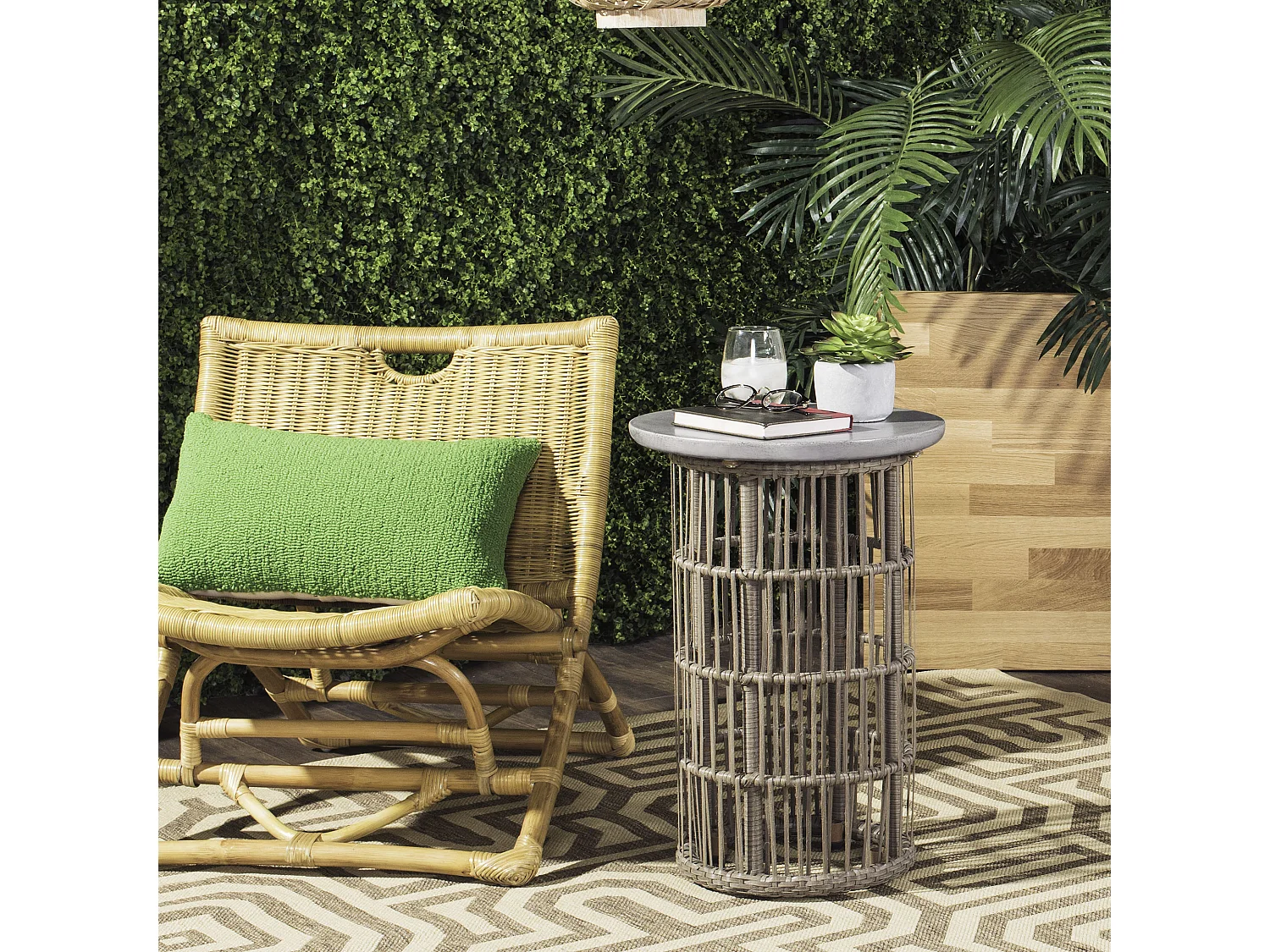 Table d'appoint d'extérieur Foncé Gris 40 x 40 x 59 cm - Sonya