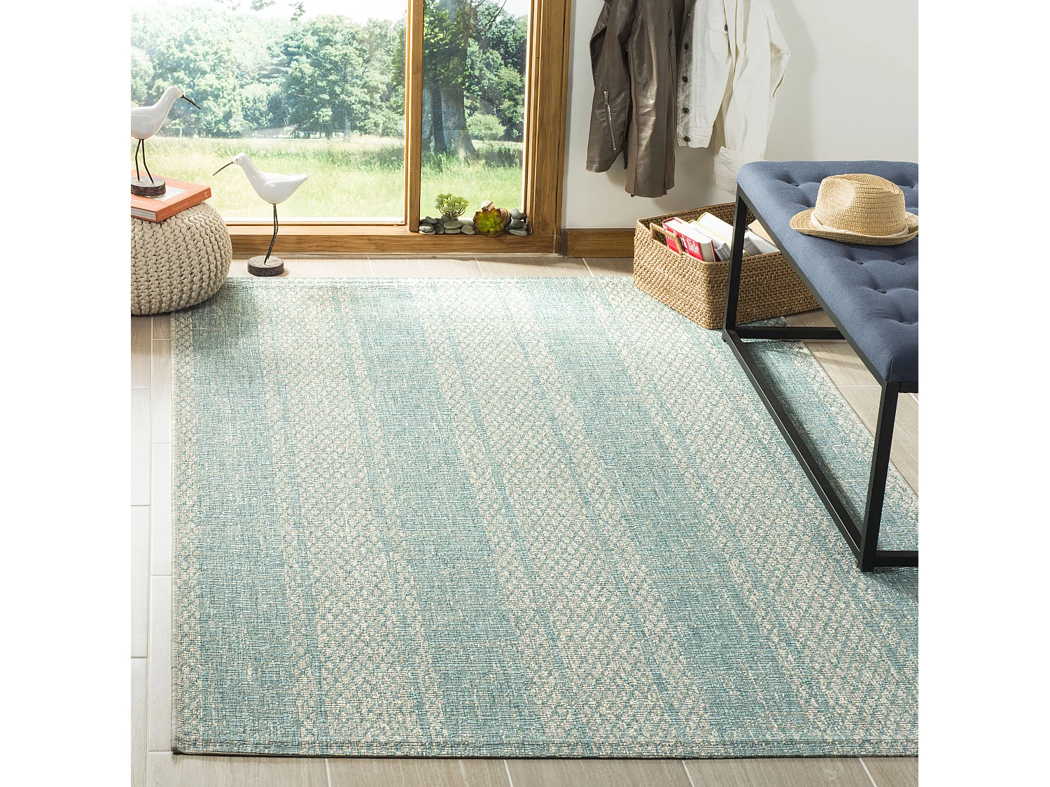 Tapis Gris/Bleu 122 X 170 cm - Rafal