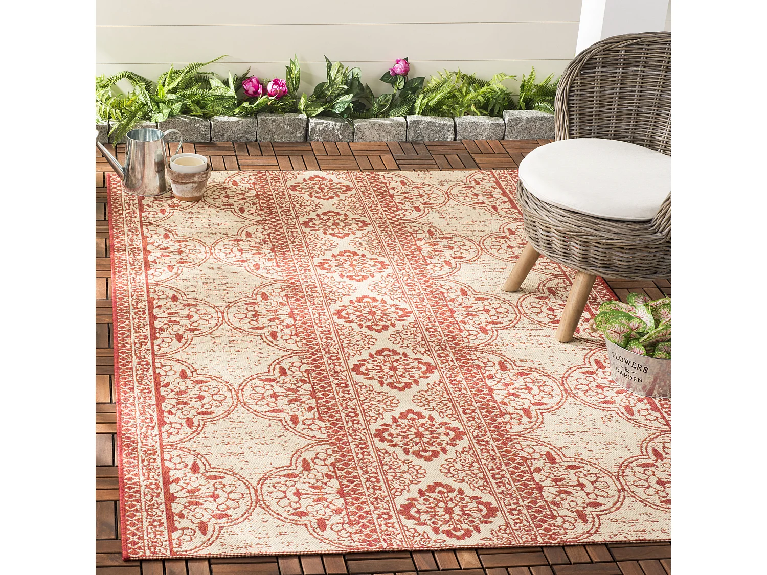 Tapis Rouge/Neutre 122 X 183 cm - Borano