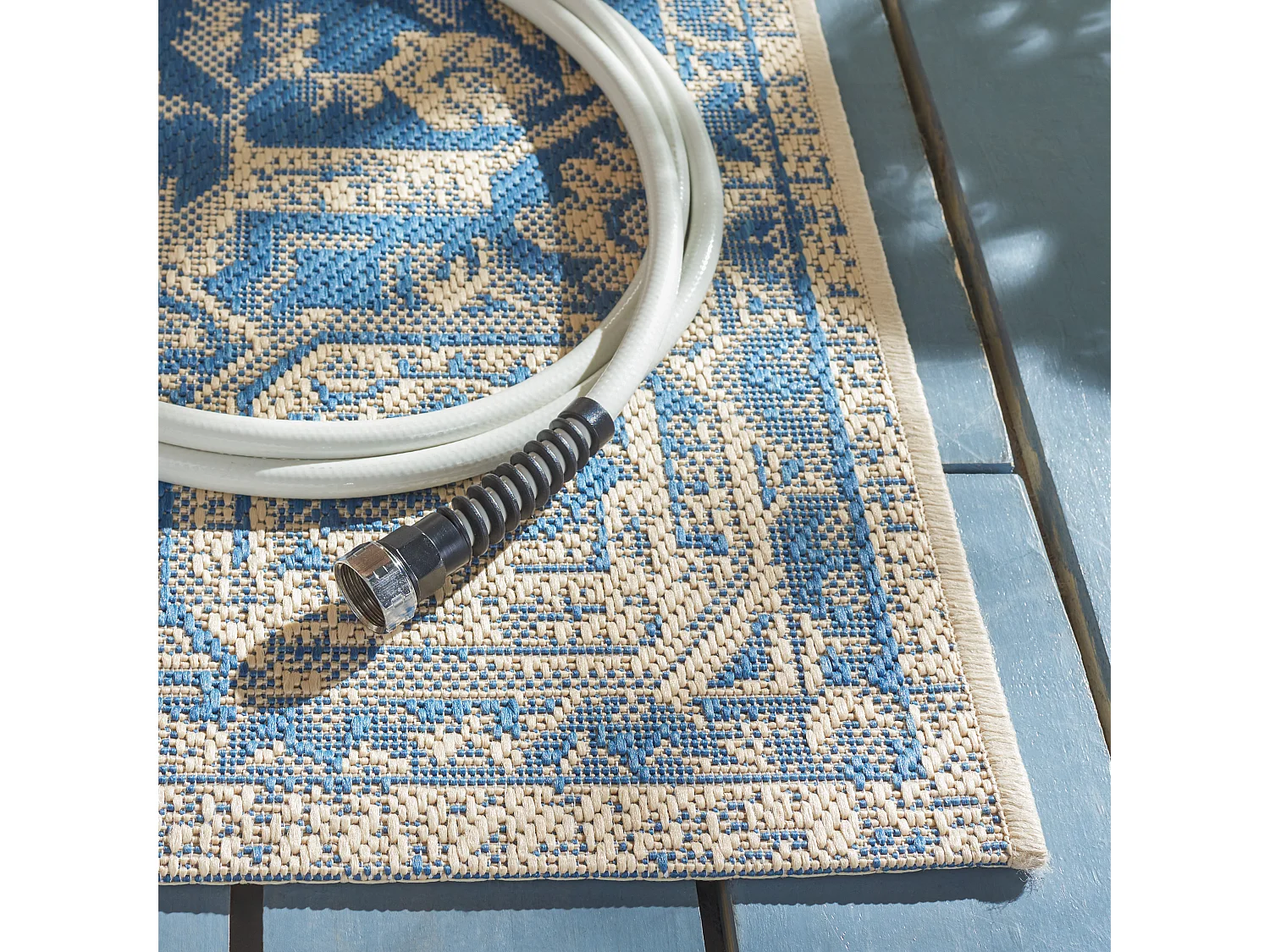 Tapis Bleu/Neutre 91 X 152 cm - Elba