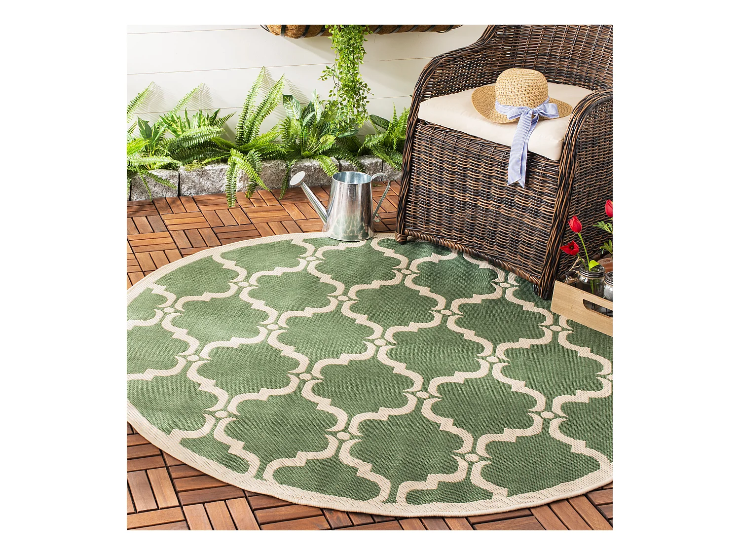 Tapis Vert/Neutre 160 X 160 cm - Lugano