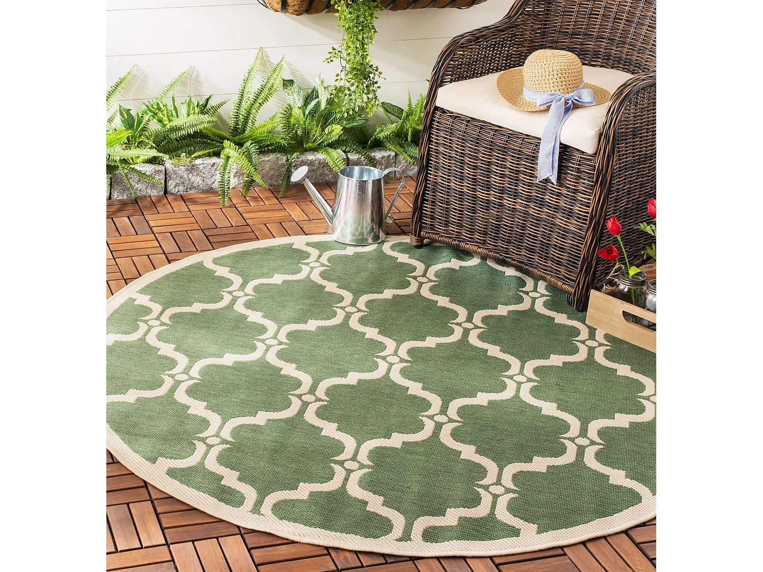 Tapis Vert/Neutre 160 X 160 cm - Lugano