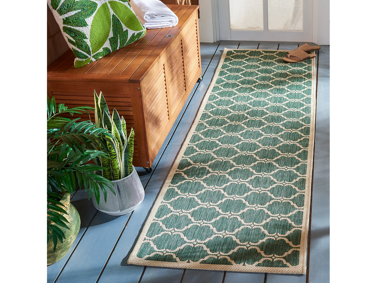 Tapis Vert/Neutre 69 X 244 cm - Lugano