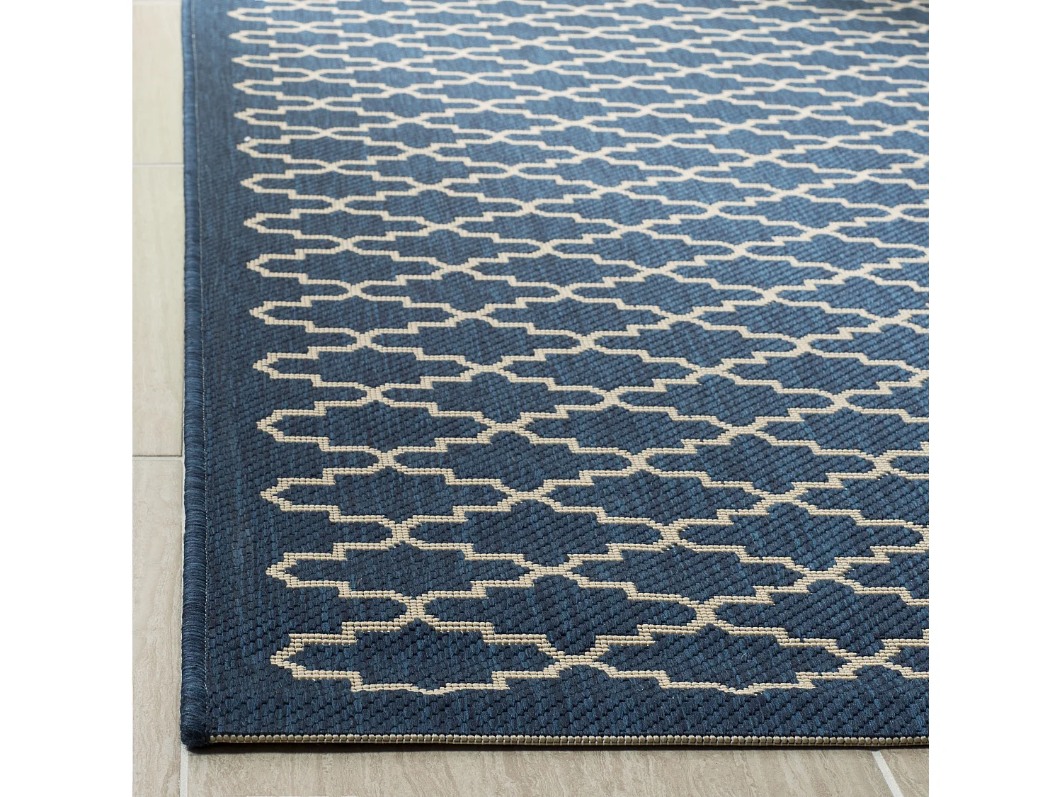 Tapis Bleu Marine/Neutre 79 X 152 cm - Zinnia