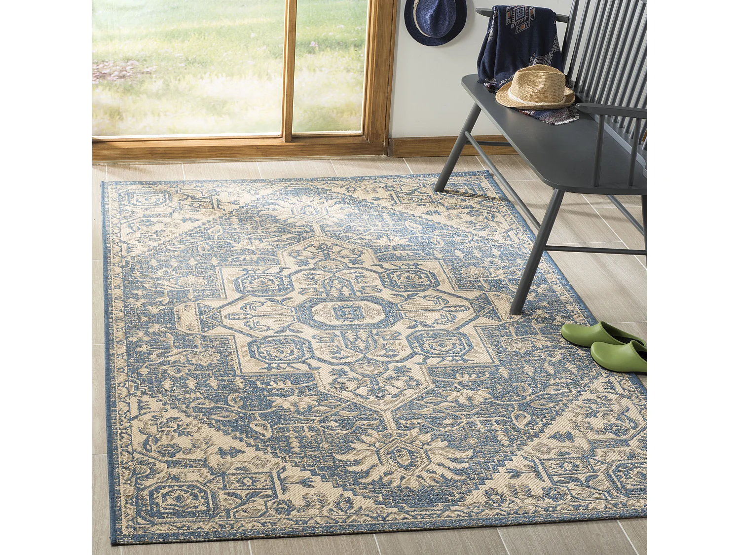 Tapis Neutre/Bleu 79 X 152 cm - Elba