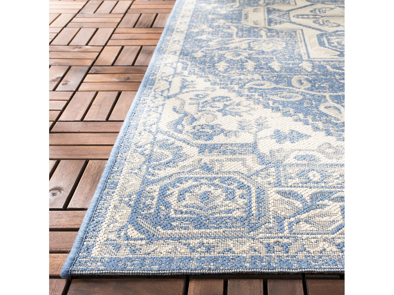Tapis Neutre/Bleu 79 X 152 cm - Elba