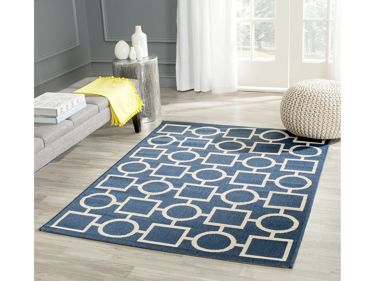 Tapis Bleu Marine/Neutre 79 X 152 cm - Capri