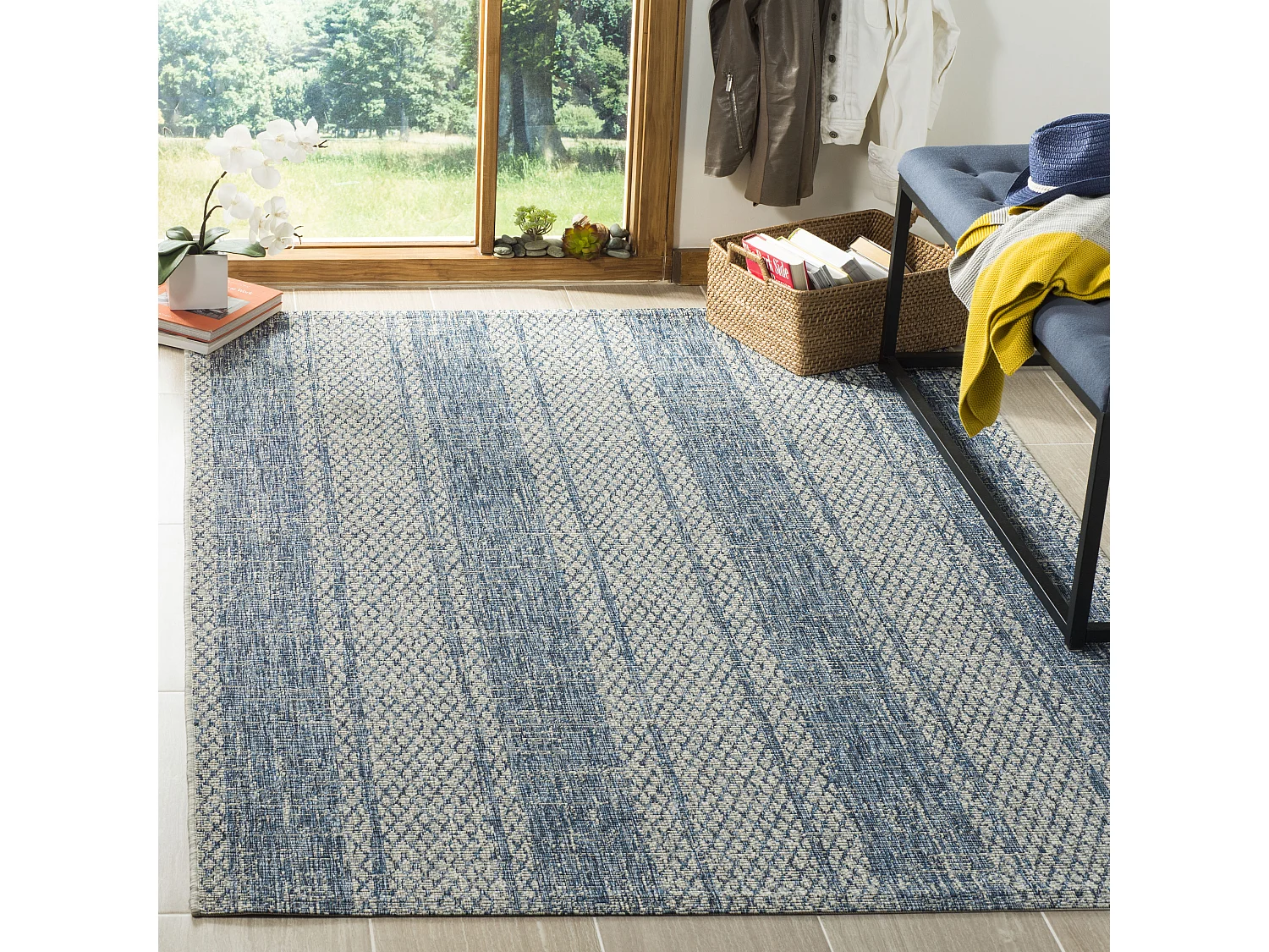 Tapis Gris/Bleu 122 X 170 cm - Rafal