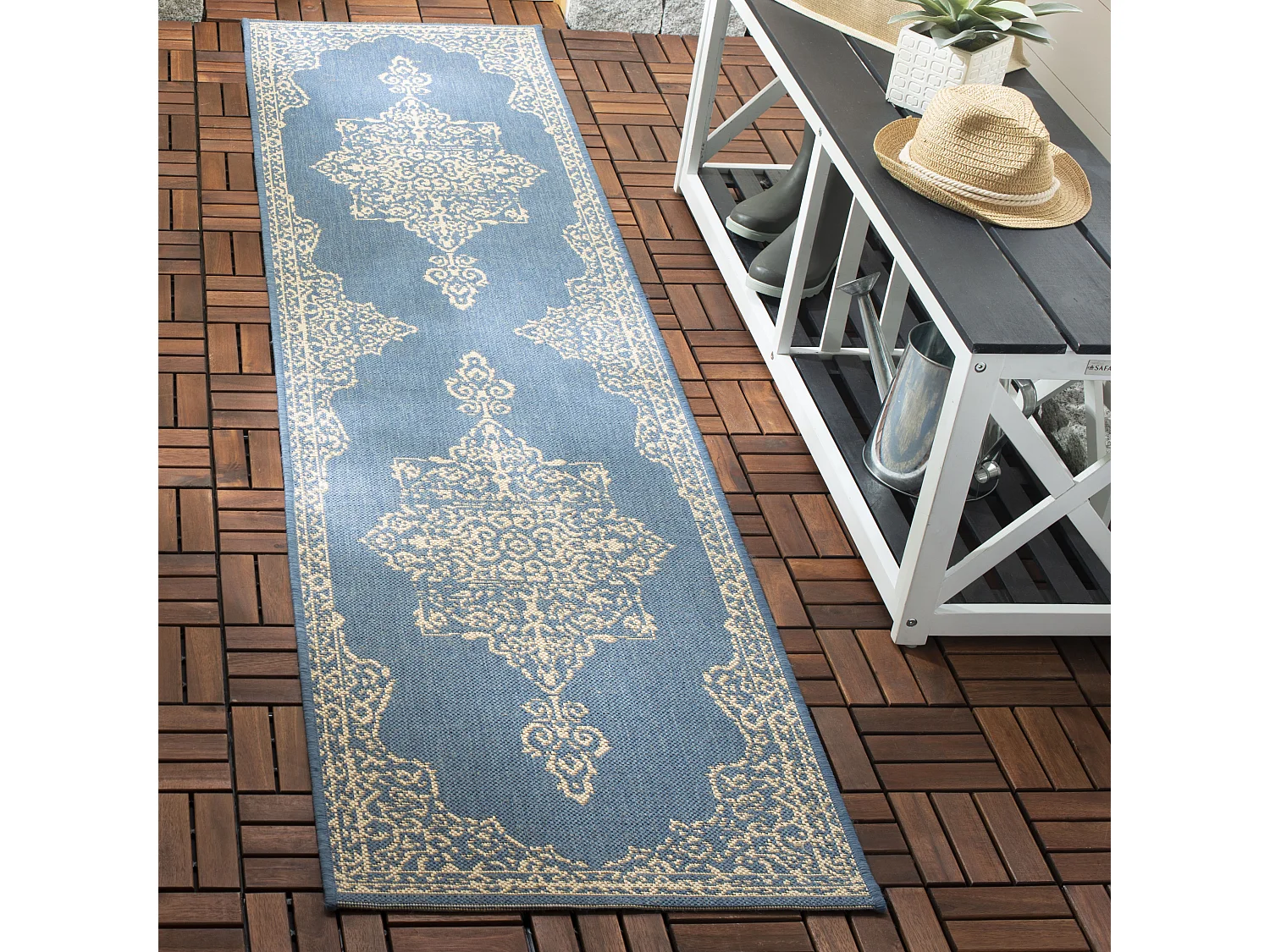 Tapis Neutre/Bleu 61 X 244 cm - Tropea