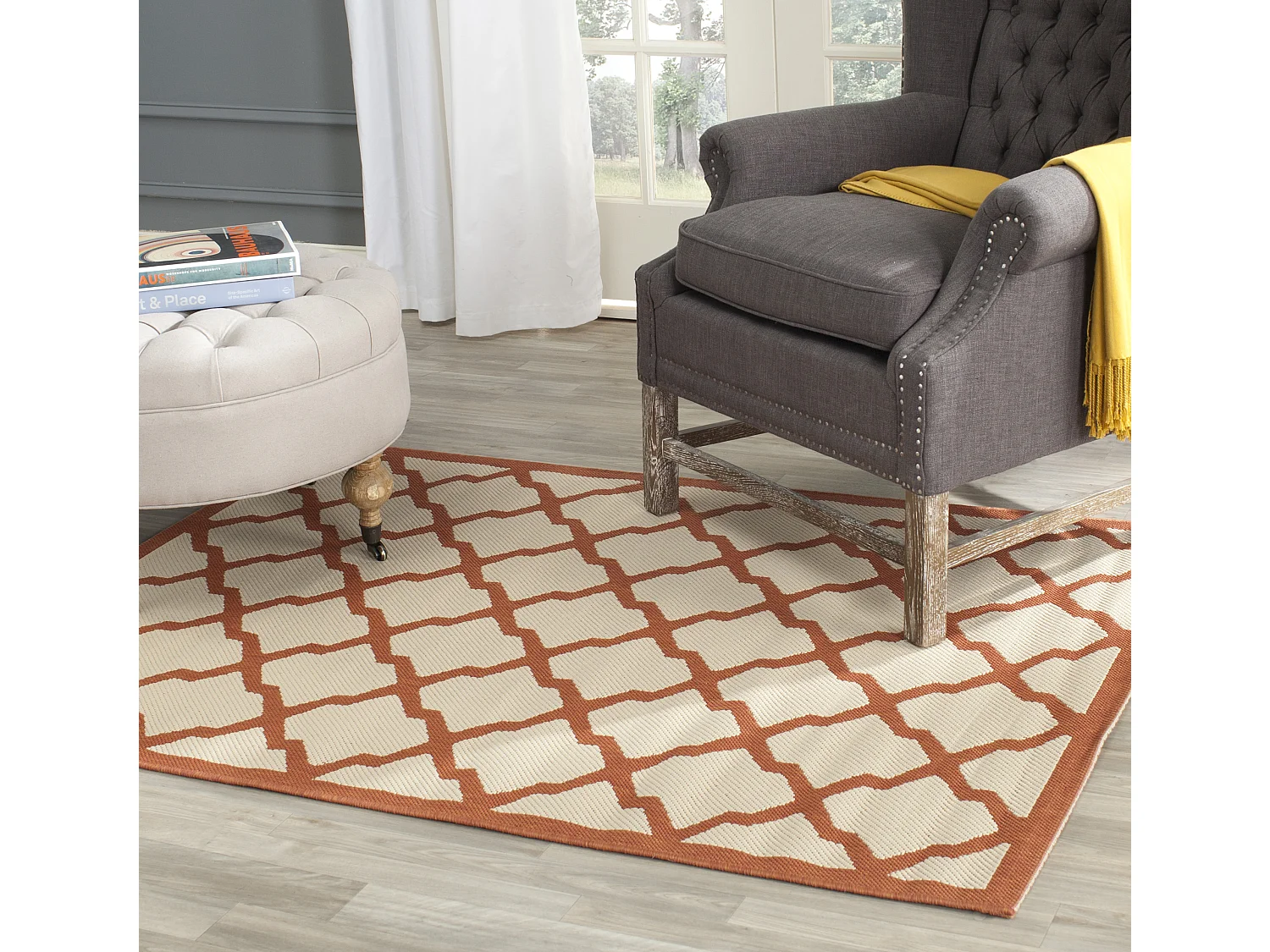 Tapis Neutre/Orange 122 X 170 cm - Samanna