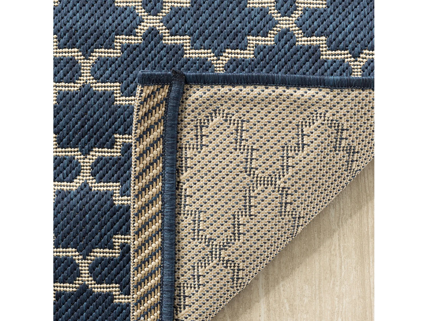 Tapis Bleu Marine/Neutre 69 X 244 cm - Zinnia