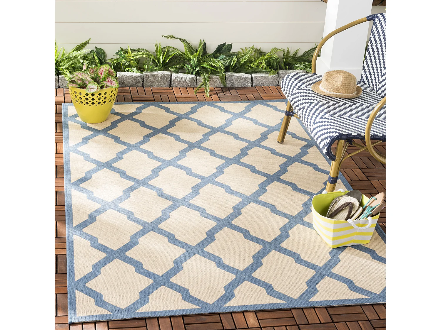 Tapis Neutre/Bleu 79 X 152 cm - Lewine