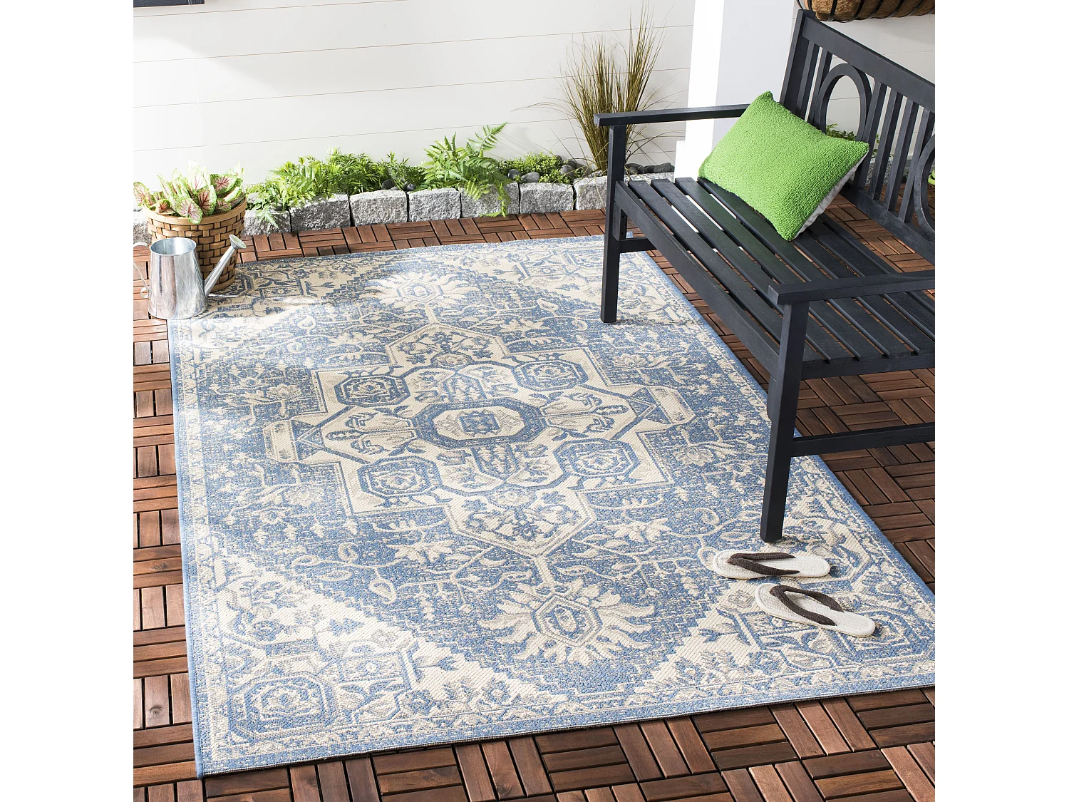 Tapis Neutre/Bleu 122 X 183 cm - Elba