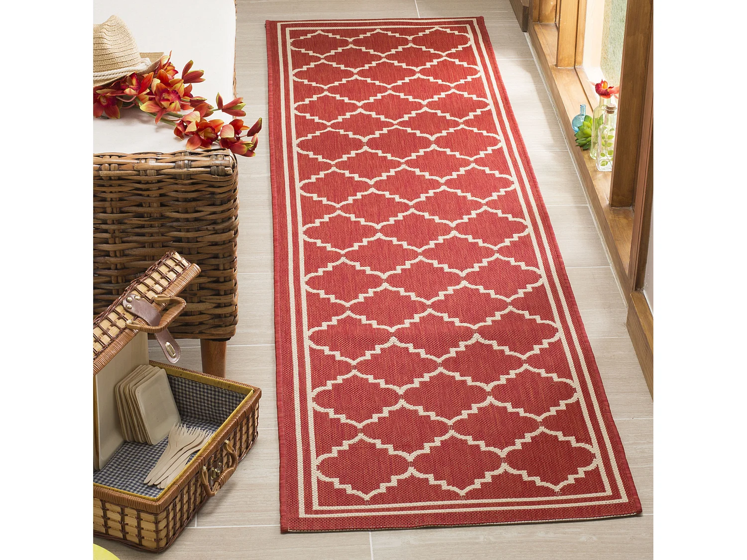 Tapis Rouge/Neutre 69 X 244 cm - Oriah