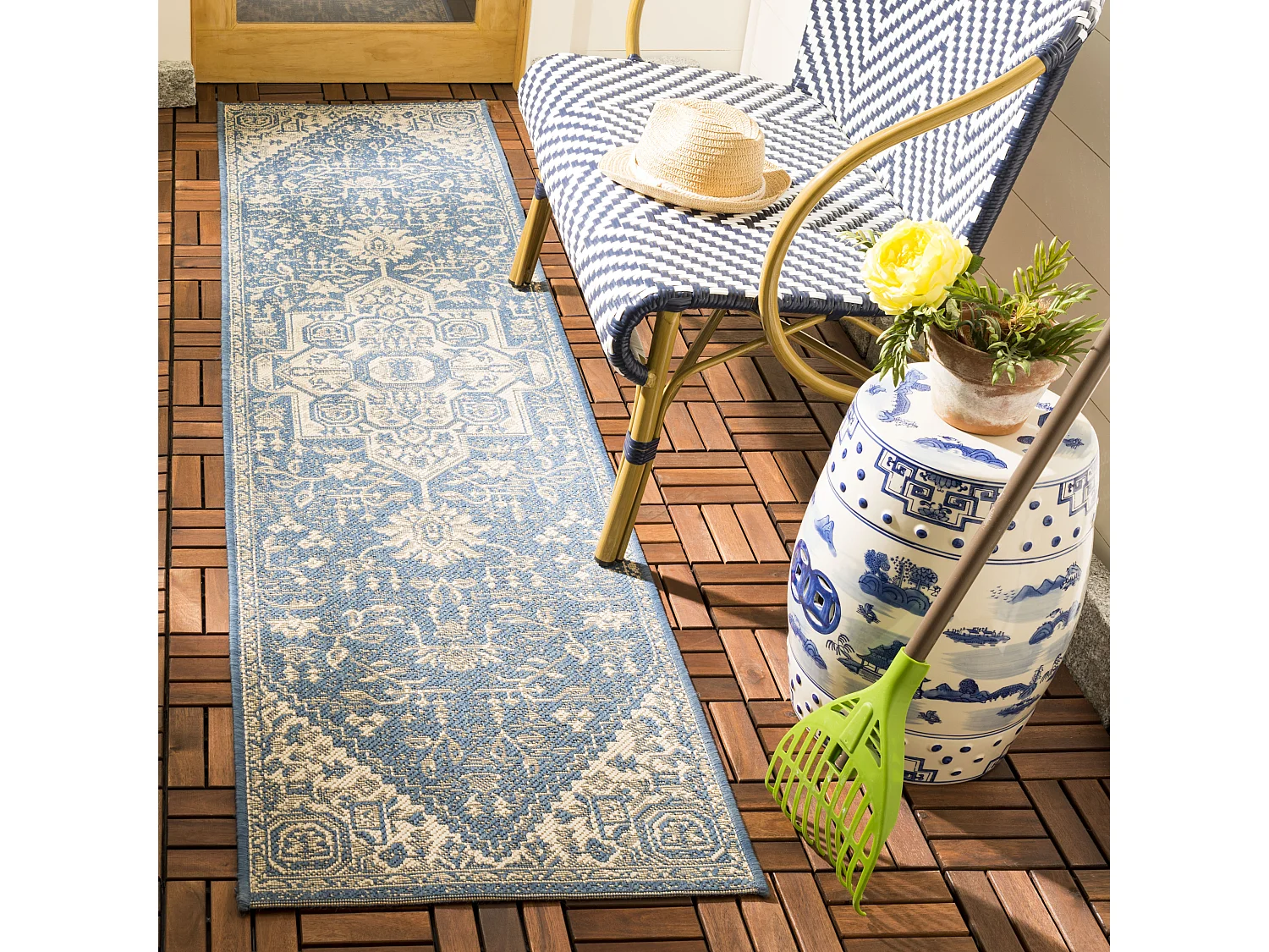 Tapis Neutre/Bleu 61 X 244 cm - Elba