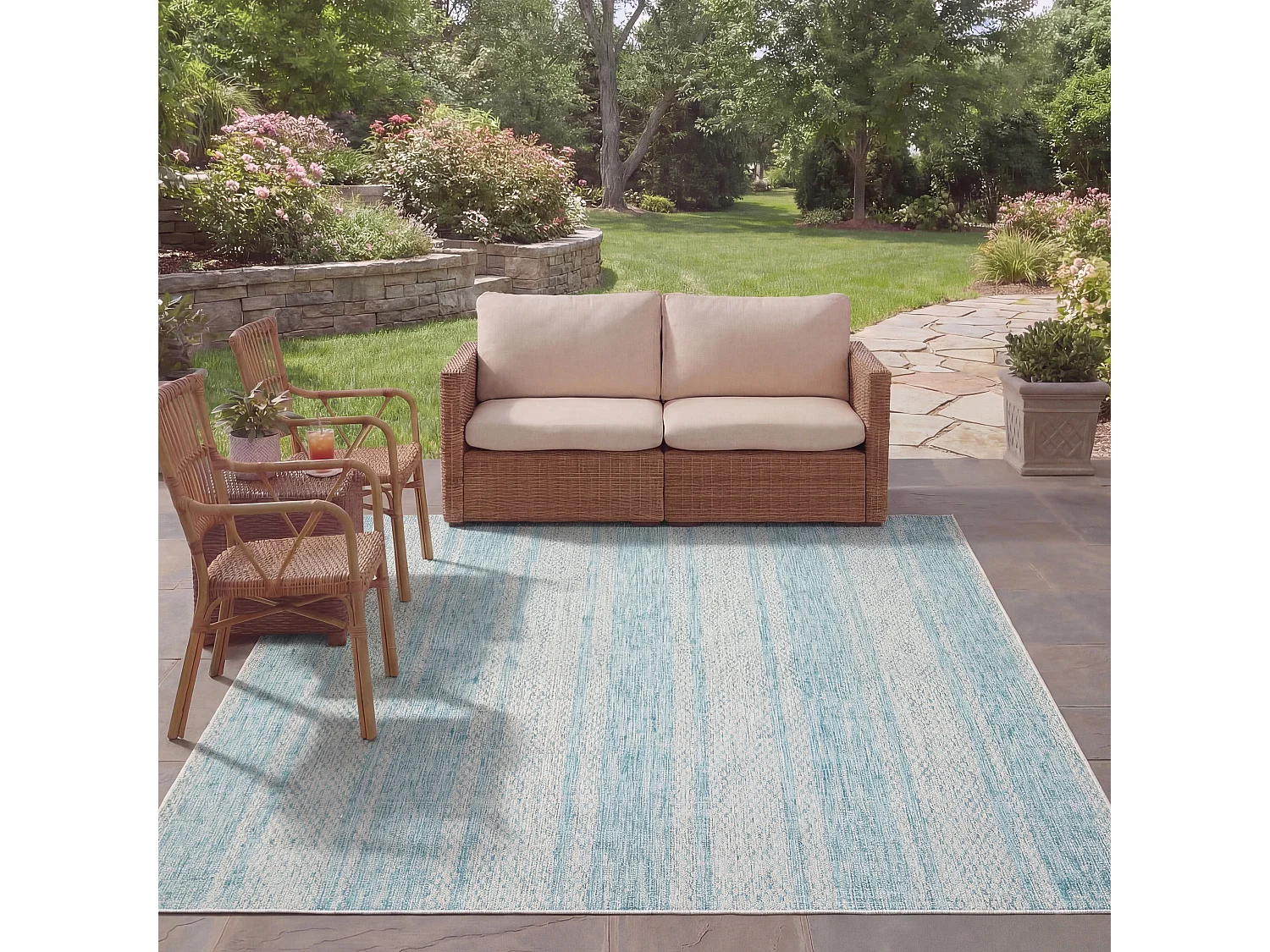 Tapis Gris/Bleu 201 X 290 cm - Rafal