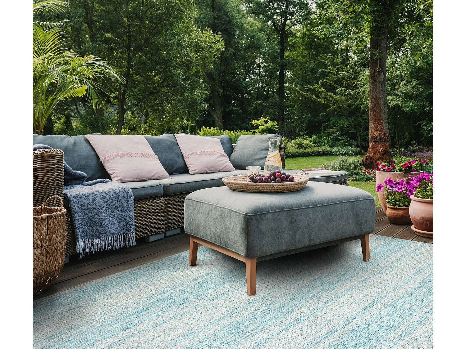 Tapis Gris/Bleu 201 X 290 cm - Rafal
