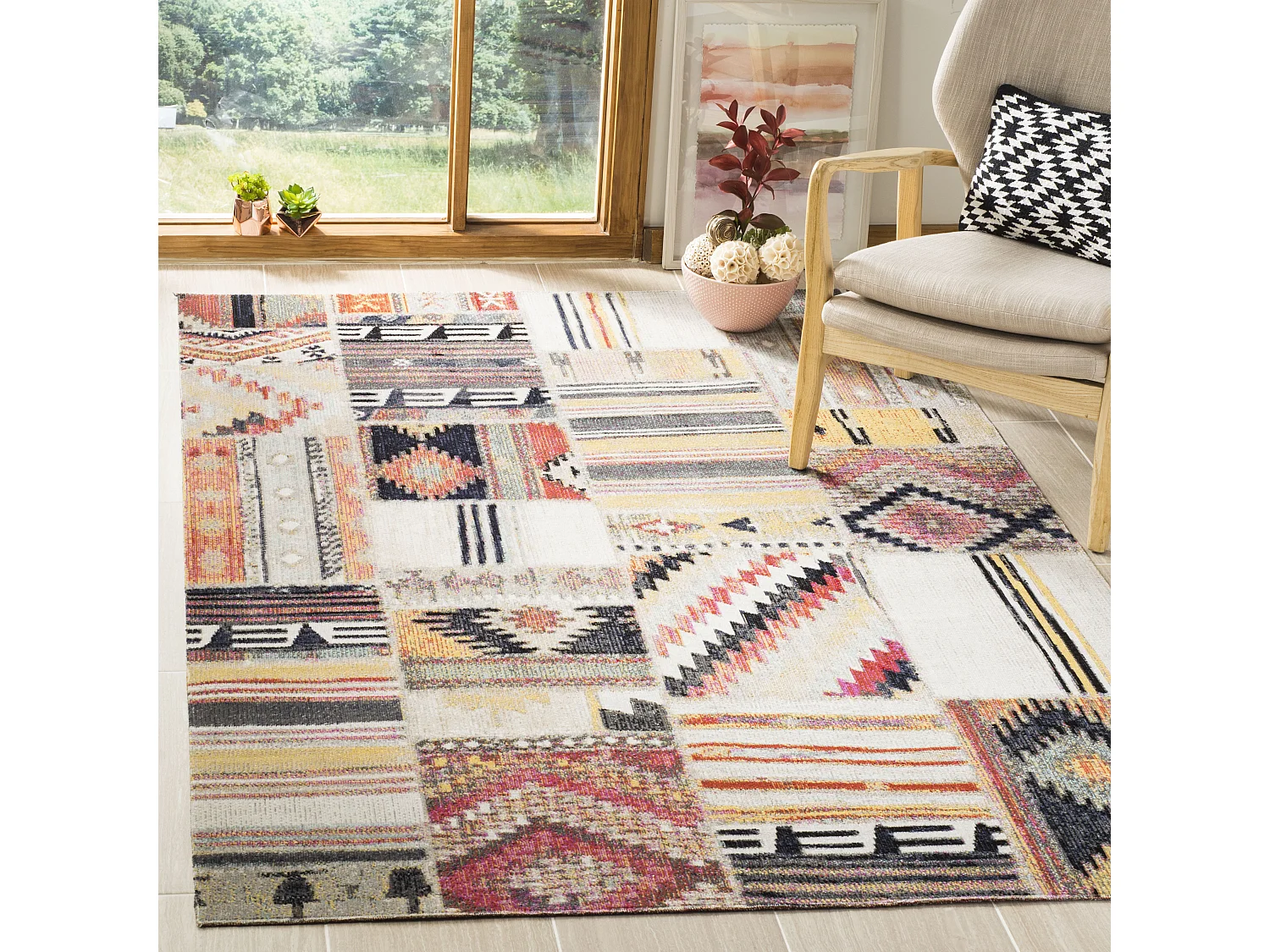Tapis Neutre/Multicolore 122 X 183 cm - Leighton