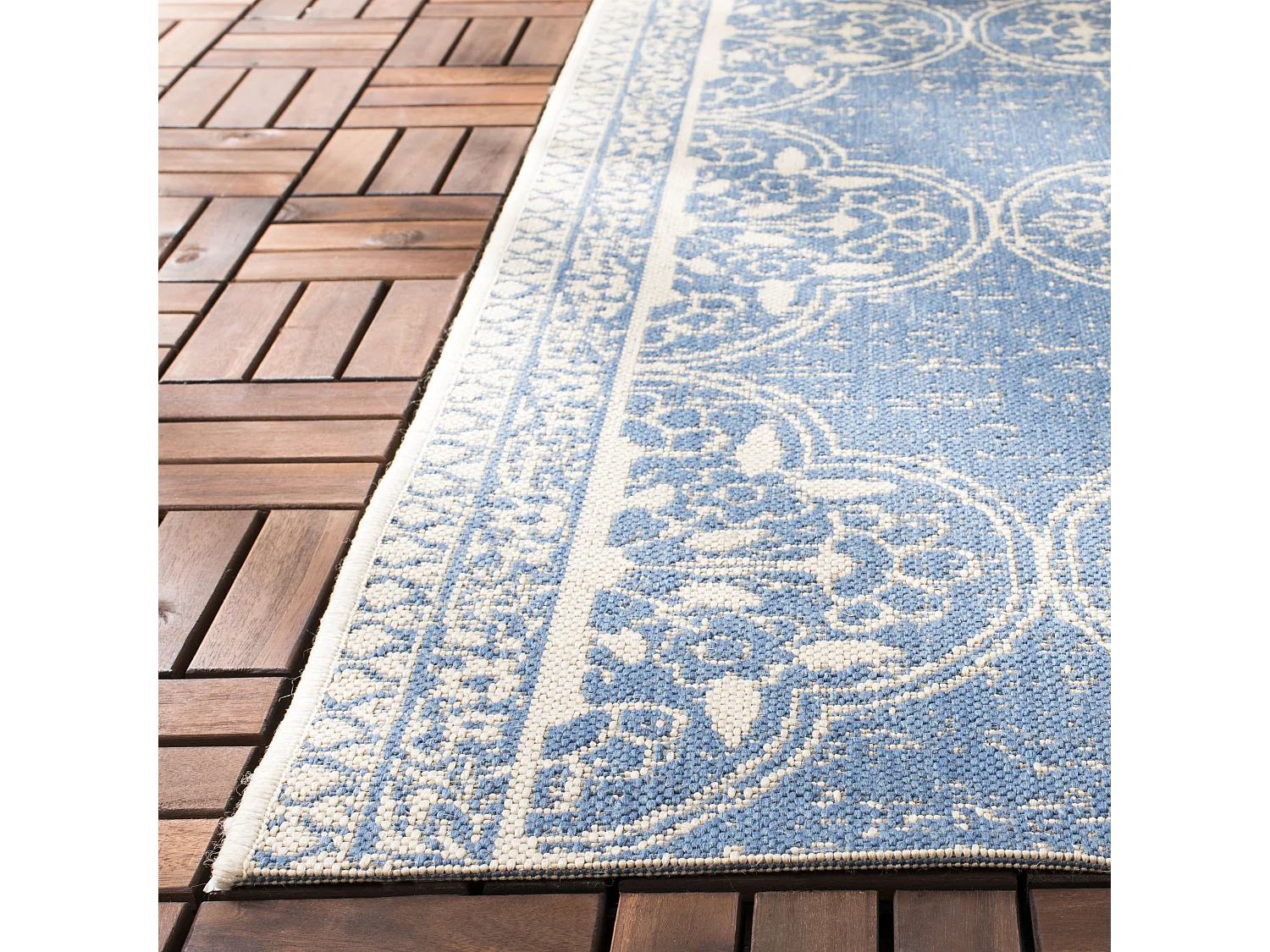 Tapis Neutre/Bleu 79 X 152 cm - Borano