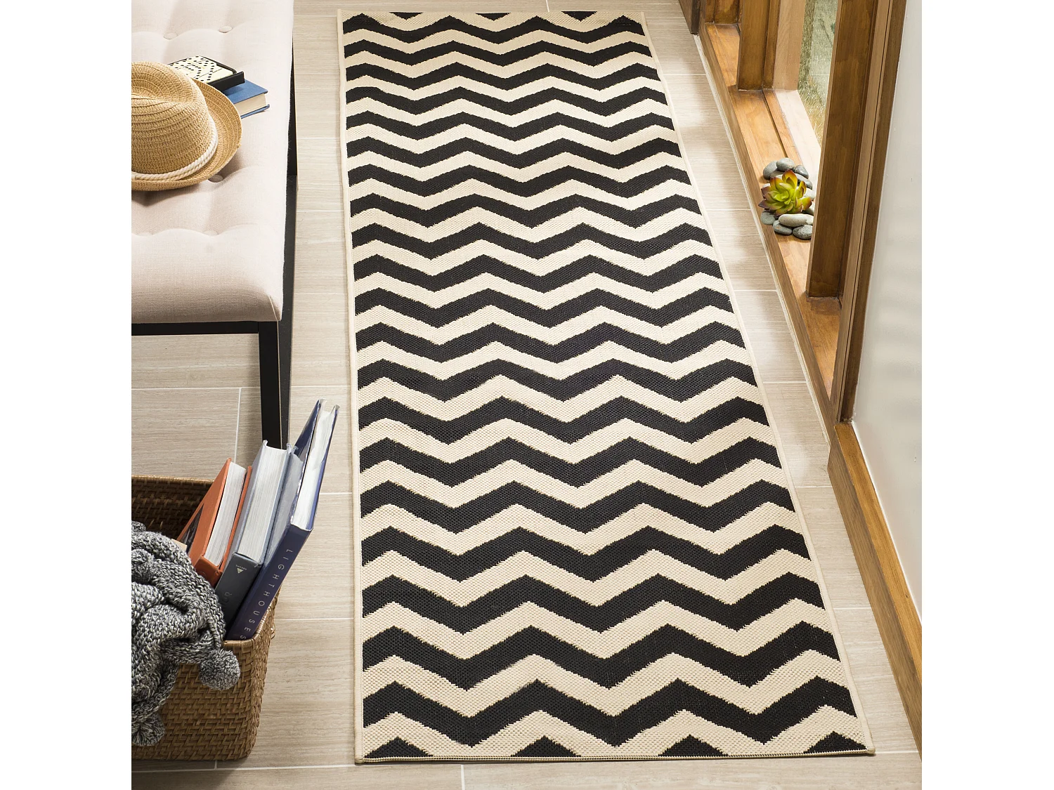 Tapis Noir/Neutre 69 X 244 cm - Chelsea