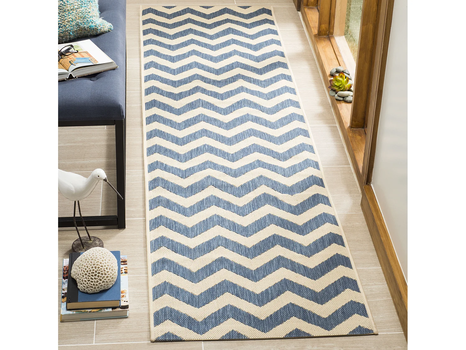 Tapis Bleu/Neutre 69 X 244 cm - Chelsea